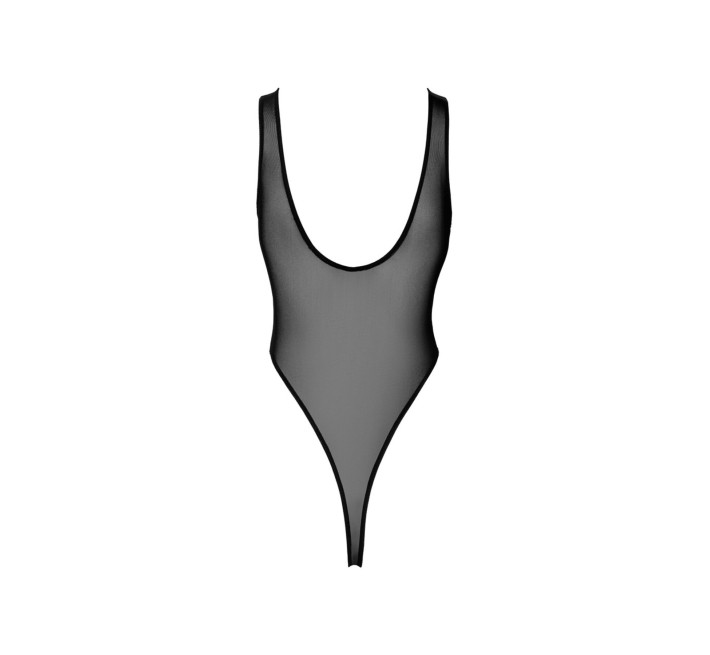 Боди Noir Handmade F322 Paparazzi , 3XL, прозрачное, низ стринги, высокие вырезы