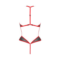 Сітчасте боді з мереживом на грудях Passion SATARA BODY red L/XL