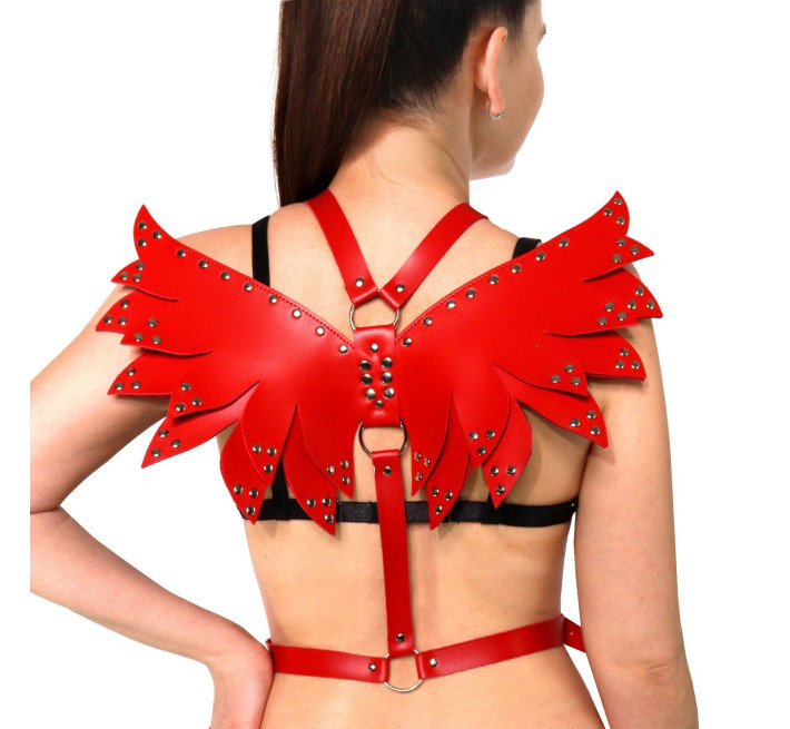 Жіноча портупея Art of Sex - Wings червона L-2XL, екошкіра
