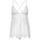 Сорочка беби-долл Leg Avenue Floral lace babydoll & string White S, стринги