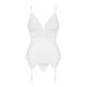 Сатиновый кружевной корсет Obsessive 810-COR-2 babydoll & thong корсет, танга, белый L/XL