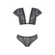 Комплект Passion LEAFA BIKINI black, XXL/XXXL, бюстгальтер-топ с рукавчиками, стринги-шортики с вырезом