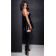 Платье Noir Handmade F308 Dreamer, XL, мини, под латекс, открытые плечи, юбка клеш, молния спереди
