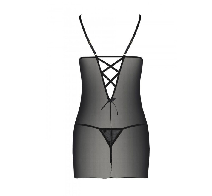 Рубашка с вырезами на груди + стринги Passion LOVELIA CHEMISE black S/M