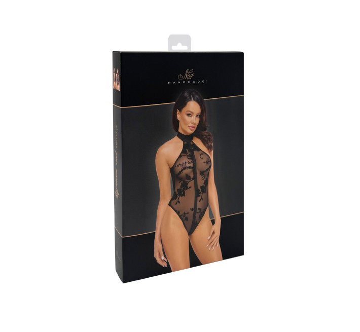 Боди Noir Handmade F314 Ego, M, black, сетка, халтер, высокие вырезы, молния по всей длине