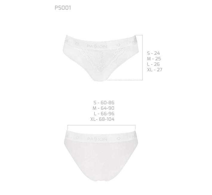 Трусики с широкой резинкой и кружевом Passion PS001 PANTIES L, white