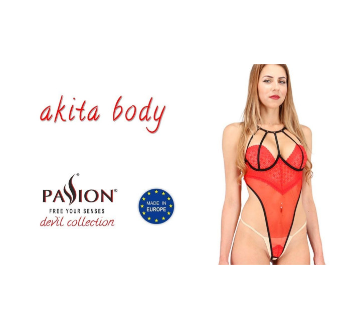 Боді з високим вирізом стегна Passion AKITA BODY Червоний L/XL