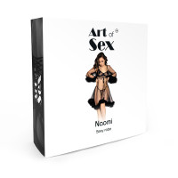 Прозрачный халатик с перьями Art of Sex Naomi черный XS-M