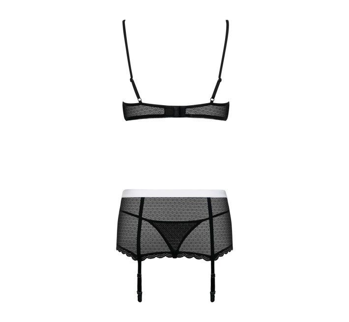 Эротический костюм горничной Obsessive Maidme set 5pcs черно-белый L/XL