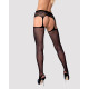 Сетчатые чулки-стокинги с кружевным поясом Obsessive Garter stockings S307 черные S/M/L