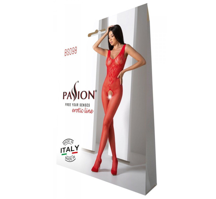 Бодистокинг с крыльями Passion BS098 One Size, red, средняя сетка, открытый доступ