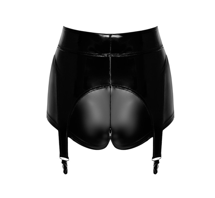 Шортики Noir Handmade F325 Glam, XL, black, винил, высокая талия, крепления для чулок, с доступом
