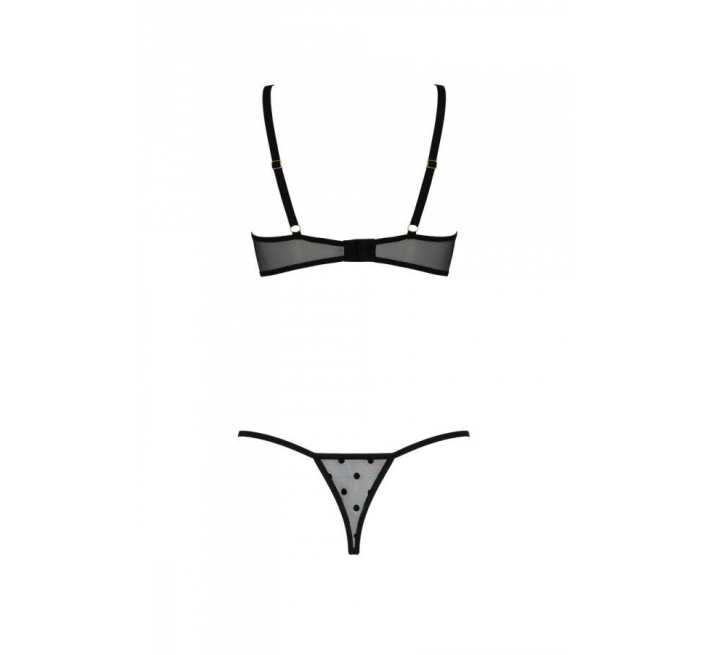 Эротический комплект Passion MARINA SET WITH OPEN BRA, S/M, black, открытые чашки