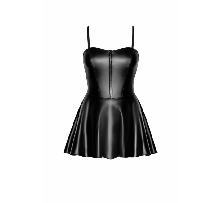 Платье Noir Handmade F308 Dreamer, XL, мини, под латекс, открытые плечи, юбка клеш, молния спереди