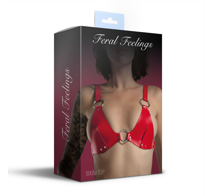Лиф из натуральной кожи Feral Feelings - Bikini Top Red