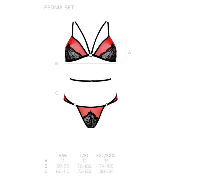 Комплект белья Passion PEONIA SET red L/XL