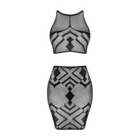 Еротичний напівпрозорий комплект Obsessive K101 top & skirt топ, спідниця чорний S/M/L