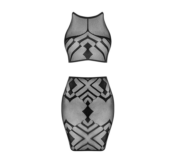 Эротический полупрозрачный комплект Obsessive K101 top & skirt топ, черная юбка S/M/L