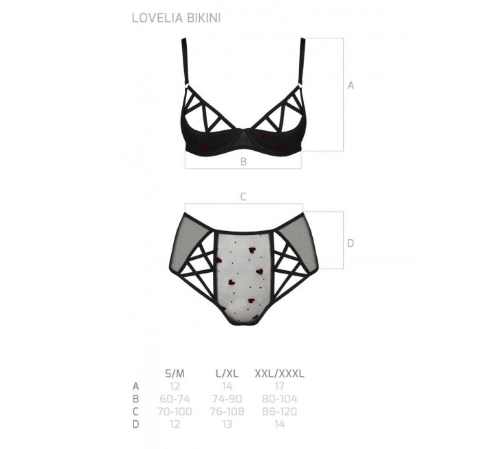 Эротический комплект с рисунком Passion LOVELIA BIKINI black S/M