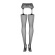 Сетчатые чулки-стокинги с кружевным поясом Obsessive Garter stockings S307 черные XL/X