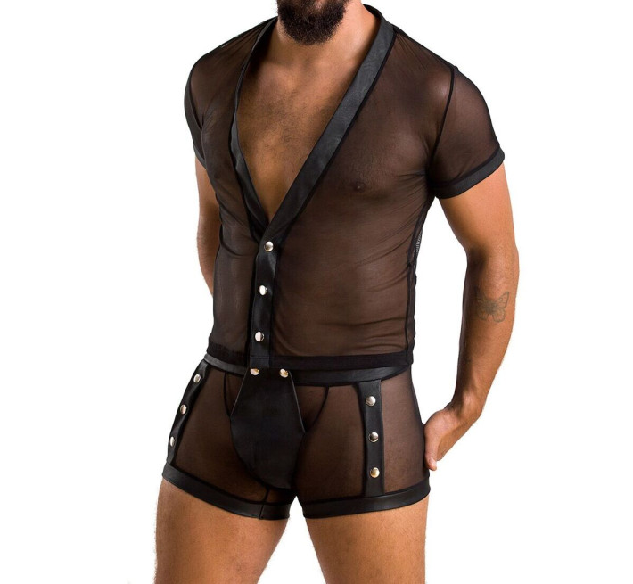 Комплект сетчатого мужского белья Passion 052 Set Michael black S/M