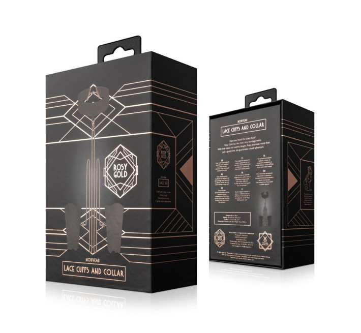 Мереживні наручники та комір Rosy Gold - Lace Cuffs and Collar - Black