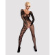 Бодістокінг Obsessive Bodystocking F210 рукава-мітенки, сітка, кольорове мереживо black S/M/L