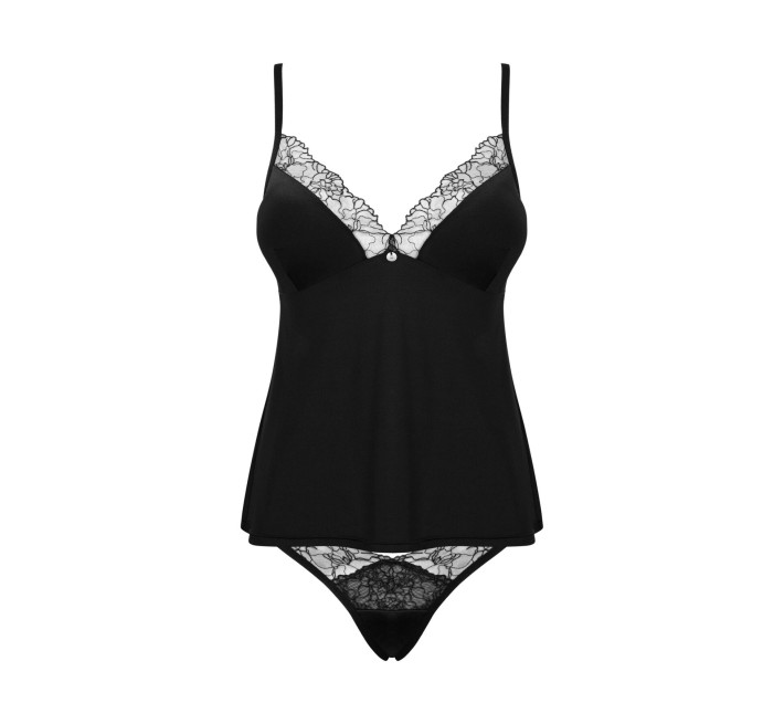 Топ и трусики Obsessive Bella Rou top & panties черные XL/2XL