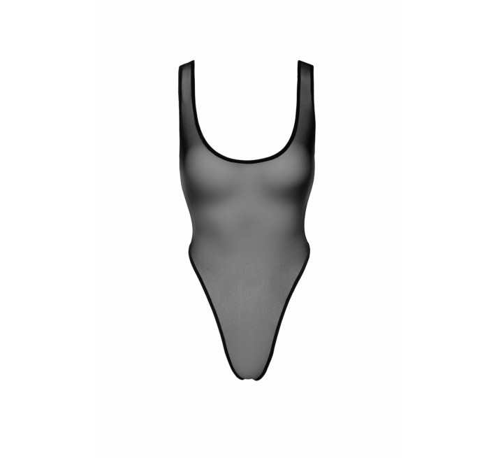 Боди Noir Handmade F322 Paparazzi, XXL, прозрачное, низ стринги, высокие вырезы