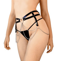 Шкіряний пояс декорований ланцюжками Art of Sex - Becky, розмір XS-M, колір Чорний Шкіряний пояс декорований ланцюжками Art of Sex - Becky, розмір XS-M, колір Чорний