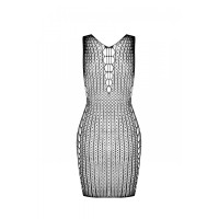 Мінісукня з вертикальним візерунком Passion BS097 One Size, black, плетіння з боків