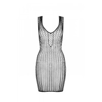 Мінісукня з вертикальним візерунком Passion BS097 One Size, black, плетіння з боків