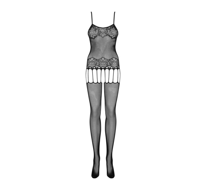 Бодистокинг Obsessive Bodystocking F235 тонкие подвязки, нежный декор, сеточка black S/M/L
