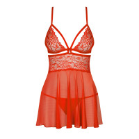 Бебі-дол Obsessive 838-BAB-3 babydoll & thong red 2XL/3XL