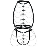 Набір портупея + трусики зі шкіри з ланцюжками Art of Sex - Cross, розмір XS-M, колір чорний Набір портупея + трусики зі шкіри з ланцюжками Art of Sex - Cross, розмір XS-M, колір чорний