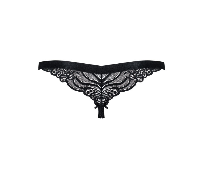 Мереживні танги з доступом Obsessive 828-THC-1 crotchless thong чорні L/XL