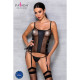 Сітчастий корсет з екошкіри Passion Malwia Corset black XXL/XXXL