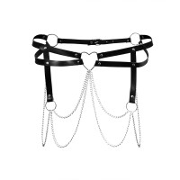 Шкіряний пояс декорований ланцюжками Art of Sex - Becky, розмір XS-M, колір Чорний Шкіряний пояс декорований ланцюжками Art of Sex - Becky, розмір XS-M, колір Чорний