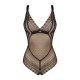 Кружевное боди с декольте Obsessive Estiqua teddy черное M/L
