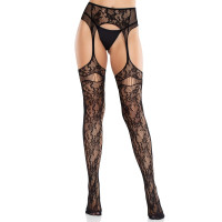 Колготки Leg Avenue Net Stockings with Attached Garter Belt One Size Black