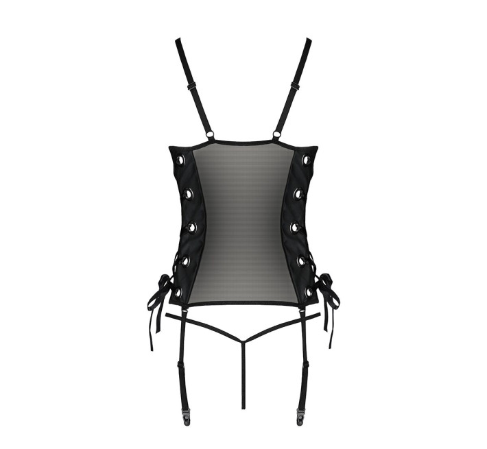 Сітчастий корсет з екошкіри Passion Malwia Corset black XXL/XXXL
