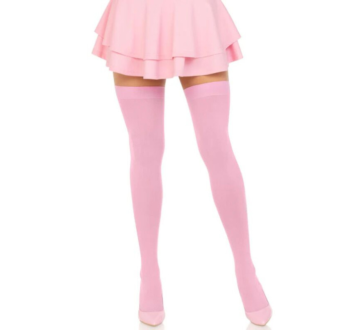 Плотные непрозрачные чулки Leg Avenue Opaque Nylon Thigh Highs Pink, One Size