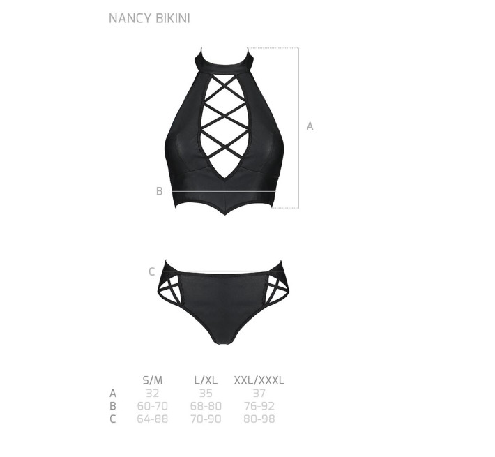 Комплект из эко-кожи Passion Nancy Bikini black L/XL
