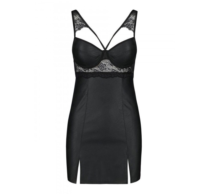 Бебі-дол з еко-шкіри та мережива Loona Chemise Passion black L/XL