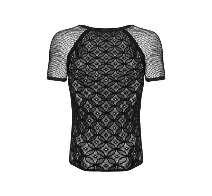 Мужская полупрозрачная футболка с орнаментом Obsessive T102 T-shirt S/M/L, черная