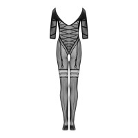 Сітчастий бодістокінг з імітацією підв’язок Obsessive Bodystocking G329 чорний XL/XXL