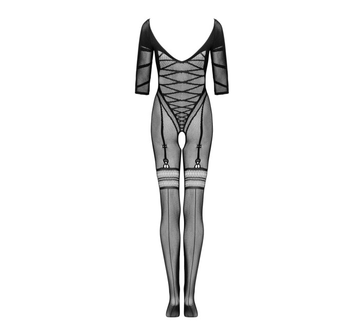 Сітчастий бодістокінг з імітацією підв’язок Obsessive Bodystocking G329 чорний XL/XXL