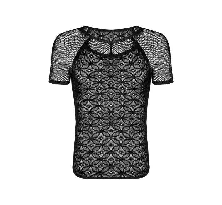 Мужская полупрозрачная футболка с орнаментом Obsessive T102 T-shirt S/M/L, черная