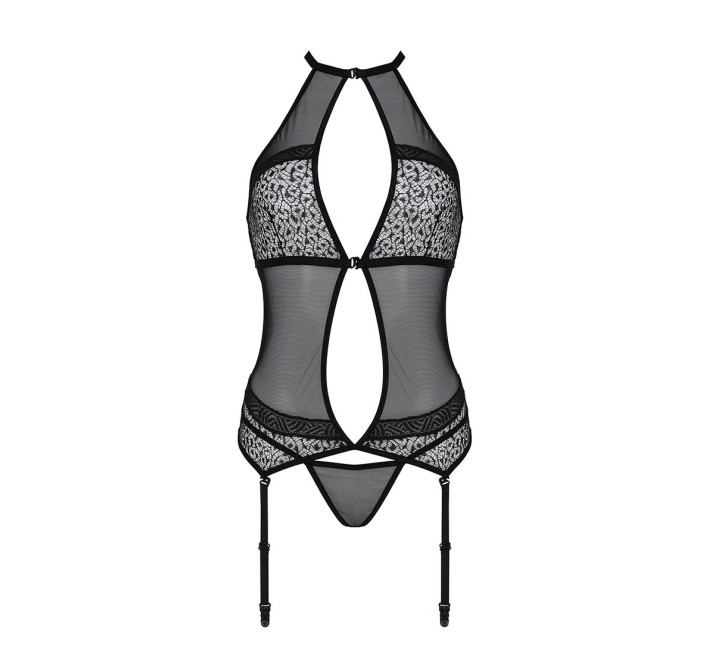 Корсет з пажами Passion SATARA CORSET black S/M