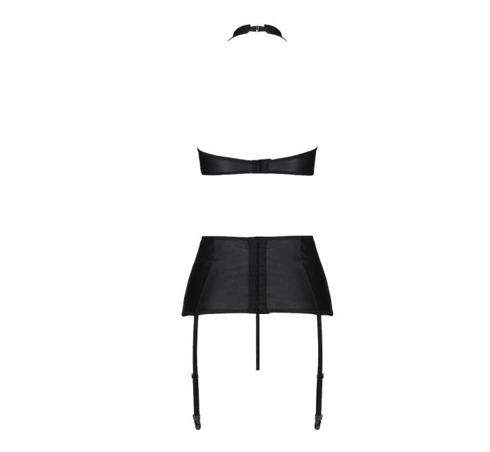 Комплект з еко-шкіри з імітацією шнурівки Passion Nancy Set black 4XL/5XL